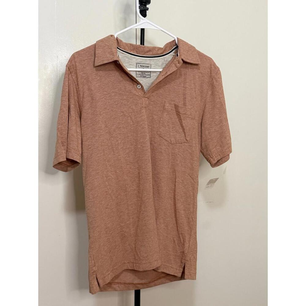 J. Peterman Heathered Brown Short Sleeve Polo Shirt Men’s Size Small Casual Clas
